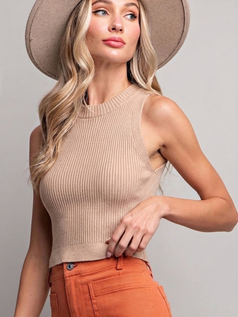 Ee:some Ribbed Stretchy Cropped Tank Top | Size Small